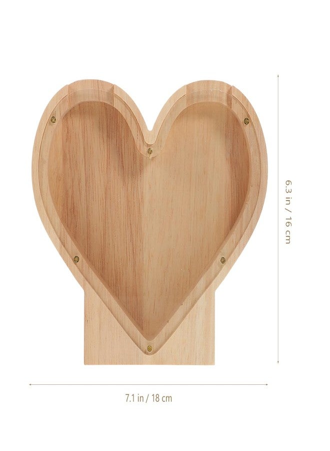 FOYTOKI Heart Shaped Wooden Piggy Bank for Kids - Clear Coin Bank Money Saving Box for Mother's Day Decoration - Image 2